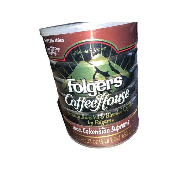 Folgers Mountain Grown Tin Metal Coffee Can w/ Lid COFFEE HOUSE- empty - Picture 2 of 15